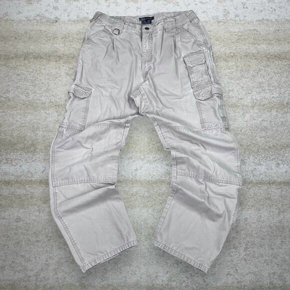 Vintage 5.11 Tactical Pants Tan Baggy Wide Leg Fit Cargos Double Knees 90s - Picture 2 of 4